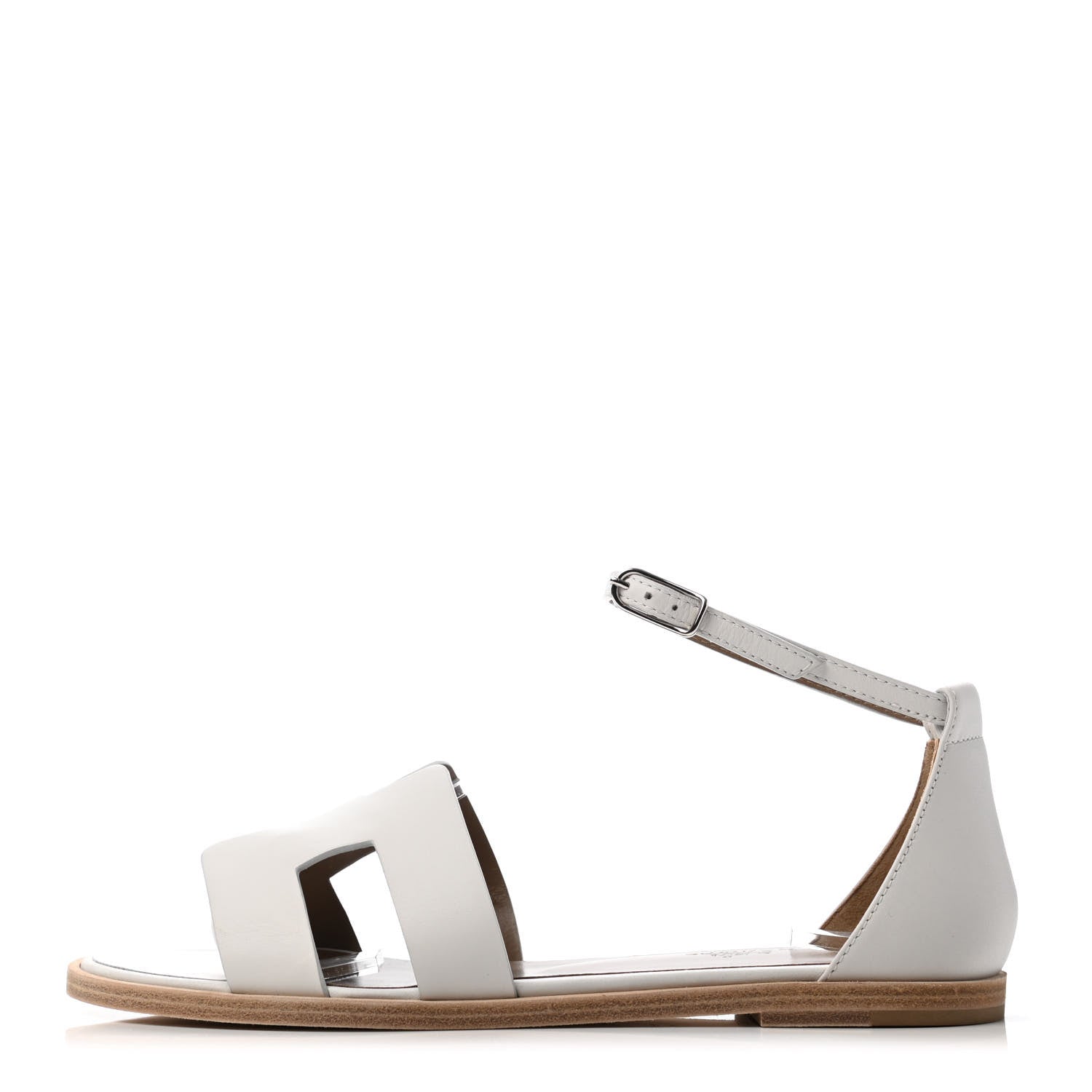 Hermes Calfskin Santorini Sandals 36.5 White 1 of 6