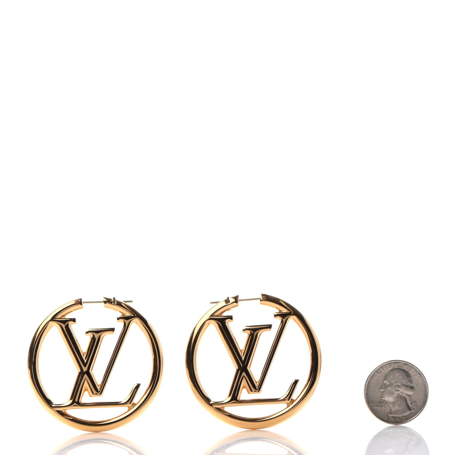 Louis Vuitton Metal Louise Hoop Earrings Gold 2 of 5