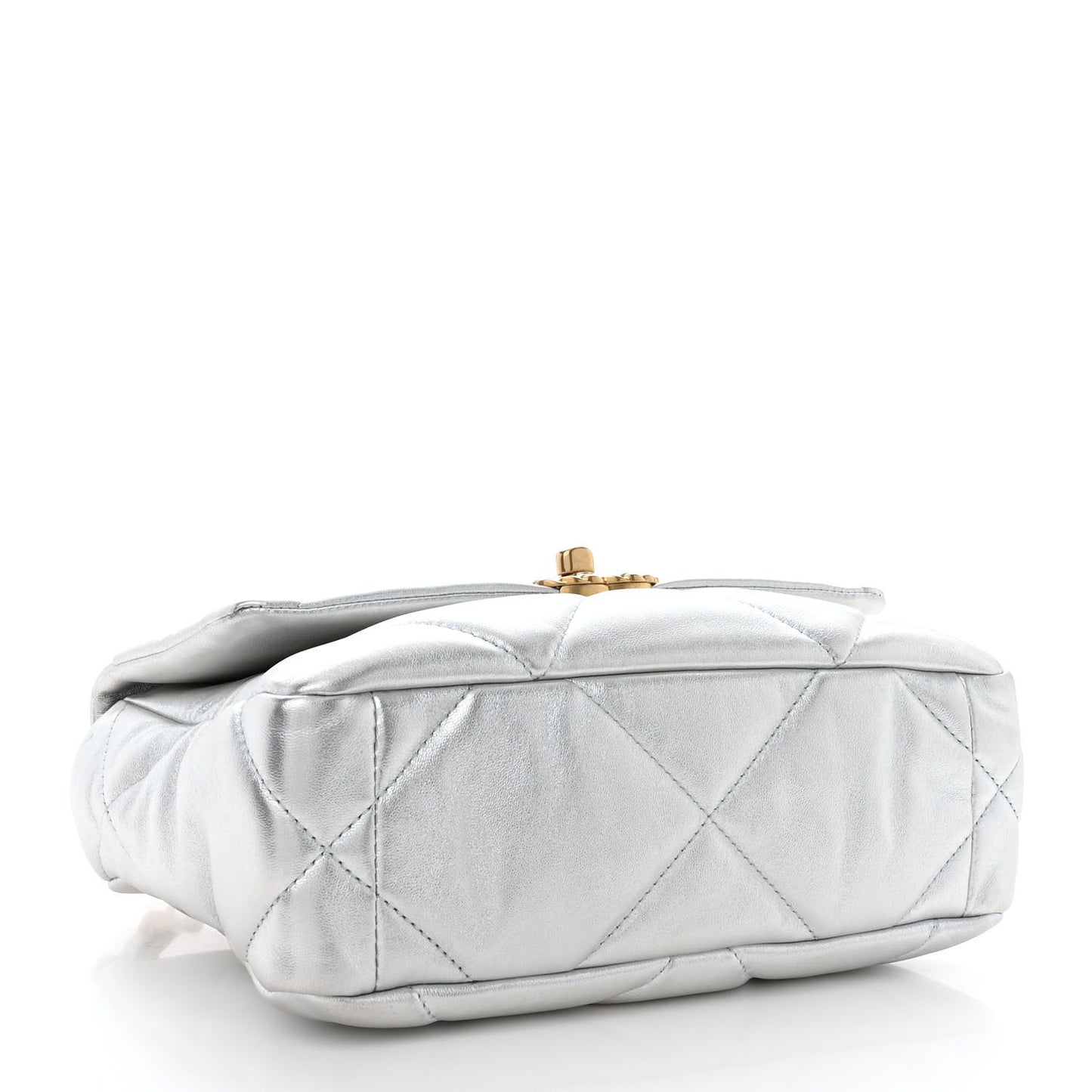 Metallic Lambskin Quilted Medium Chanel 19 Flap Silver