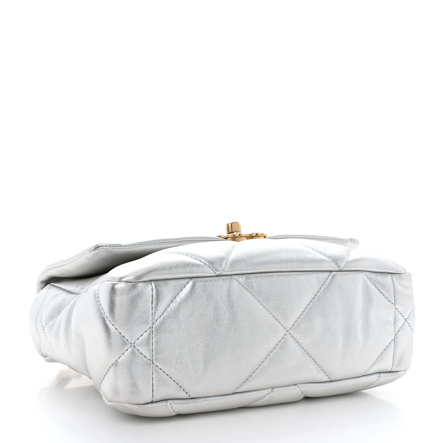 Chanel Metallic Lambskin Quilted Medium Chanel 19 Flap Silver 4 of 12