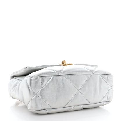 Chanel Metallic Lambskin Quilted Medium Chanel 19 Flap Silver 4 of 12