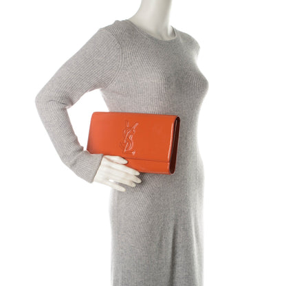 Saint Laurent Textured Patent Monogram Large Belle De Jour Clutch Orange 2 of 8