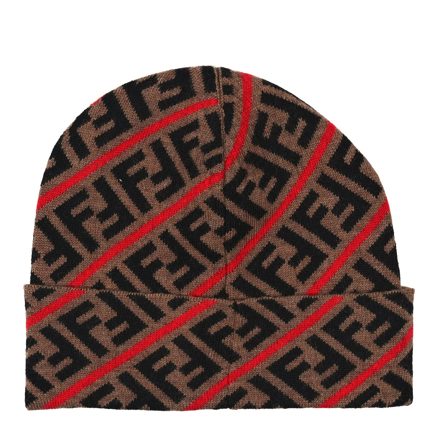 Fendi Wool Knit Zucca Beanie Tobacco Rosso 2 of 3
