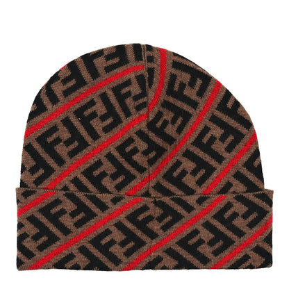 Fendi Wool Knit Zucca Beanie Tobacco Rosso 2 of 3