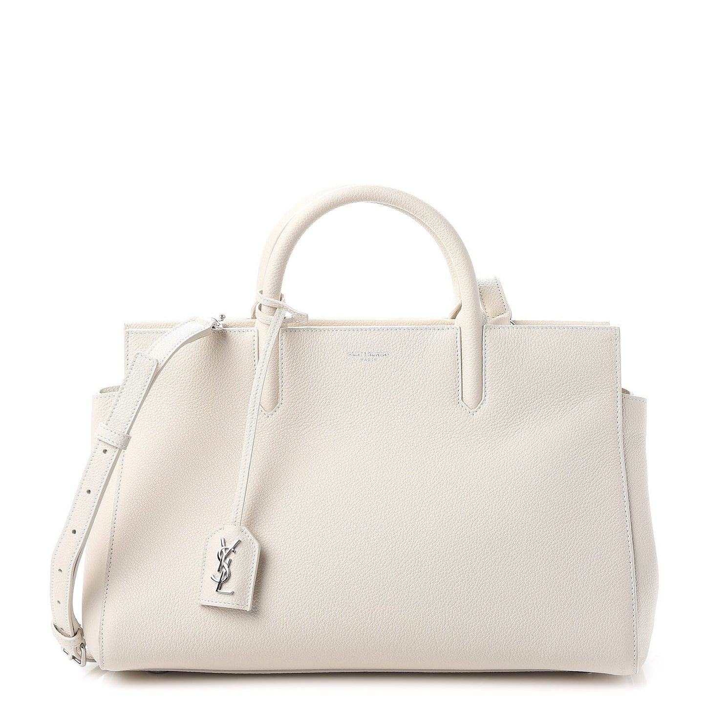 Grained Calfskin Small Rive Gauche White