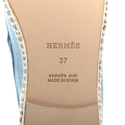 Hermes Denim Canvas Womens Trip Espadrilles 37 Bleu Clair 7 of 8