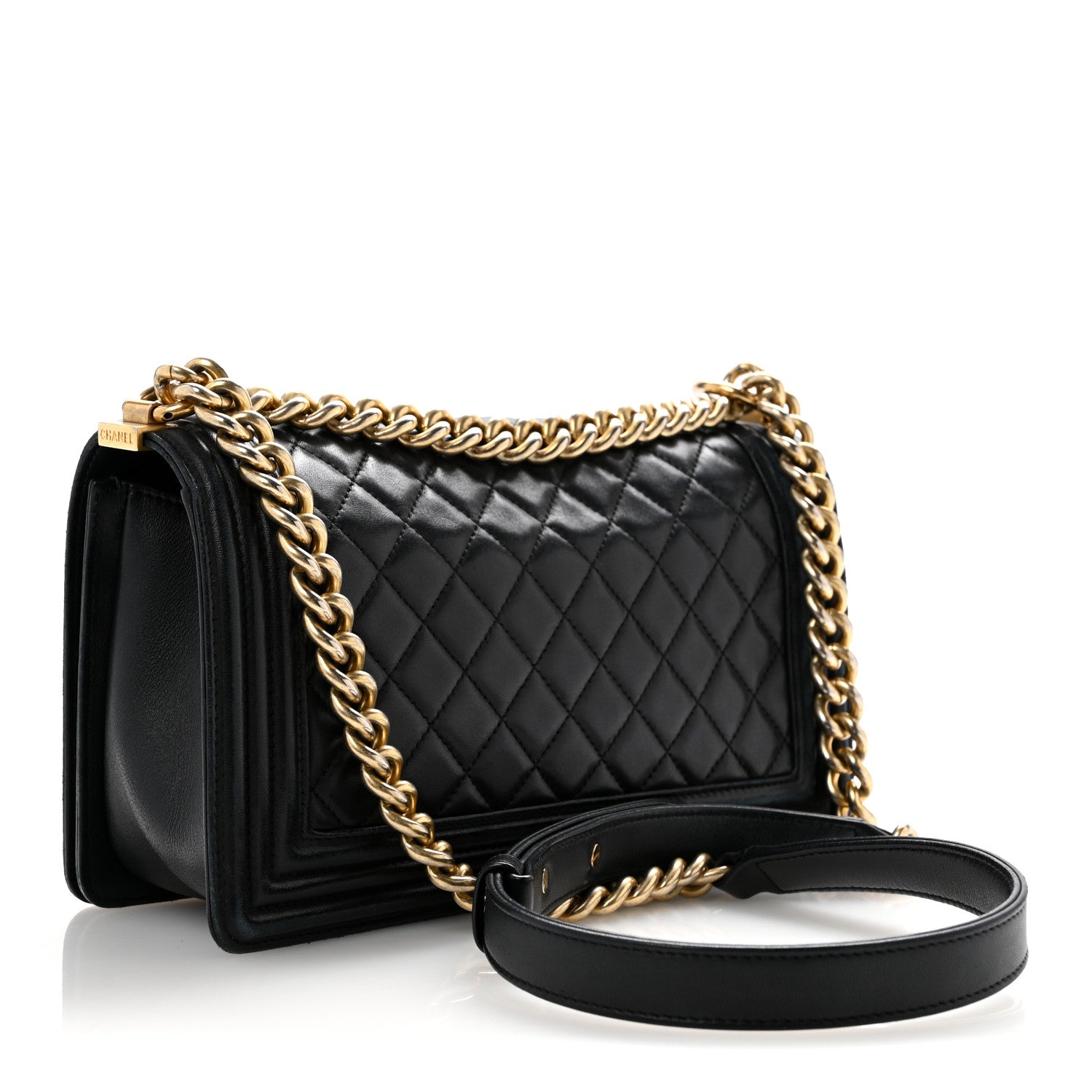 Chanel Lambskin Quilted Medium Boy Flap Black 1892894 – FASHIONPHILE