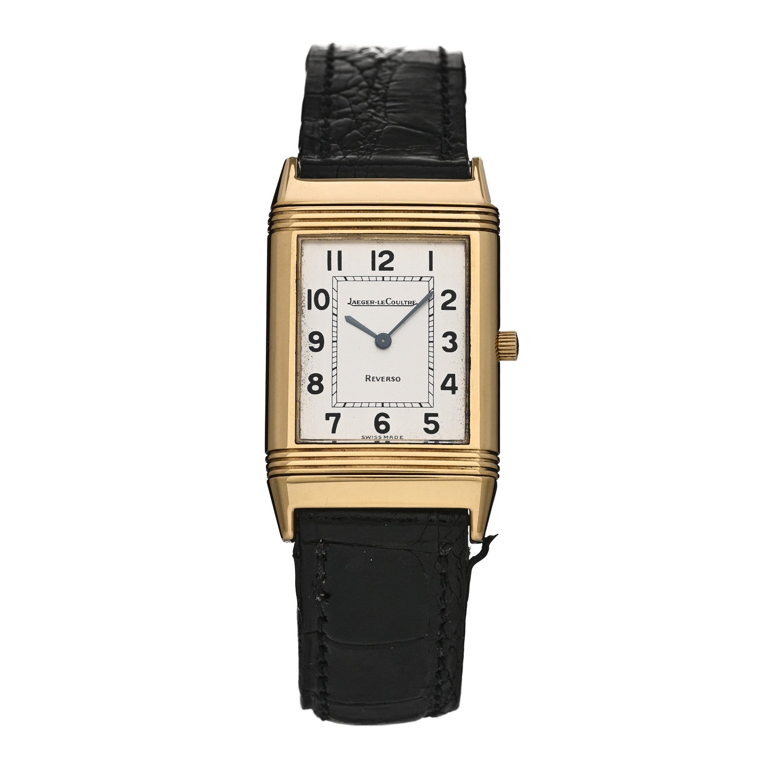 Jaeger-LeCoultre 18K Yellow Gold Alligator 23mm Reverso Classic Quartz Watch 250.11.11 1 of 5