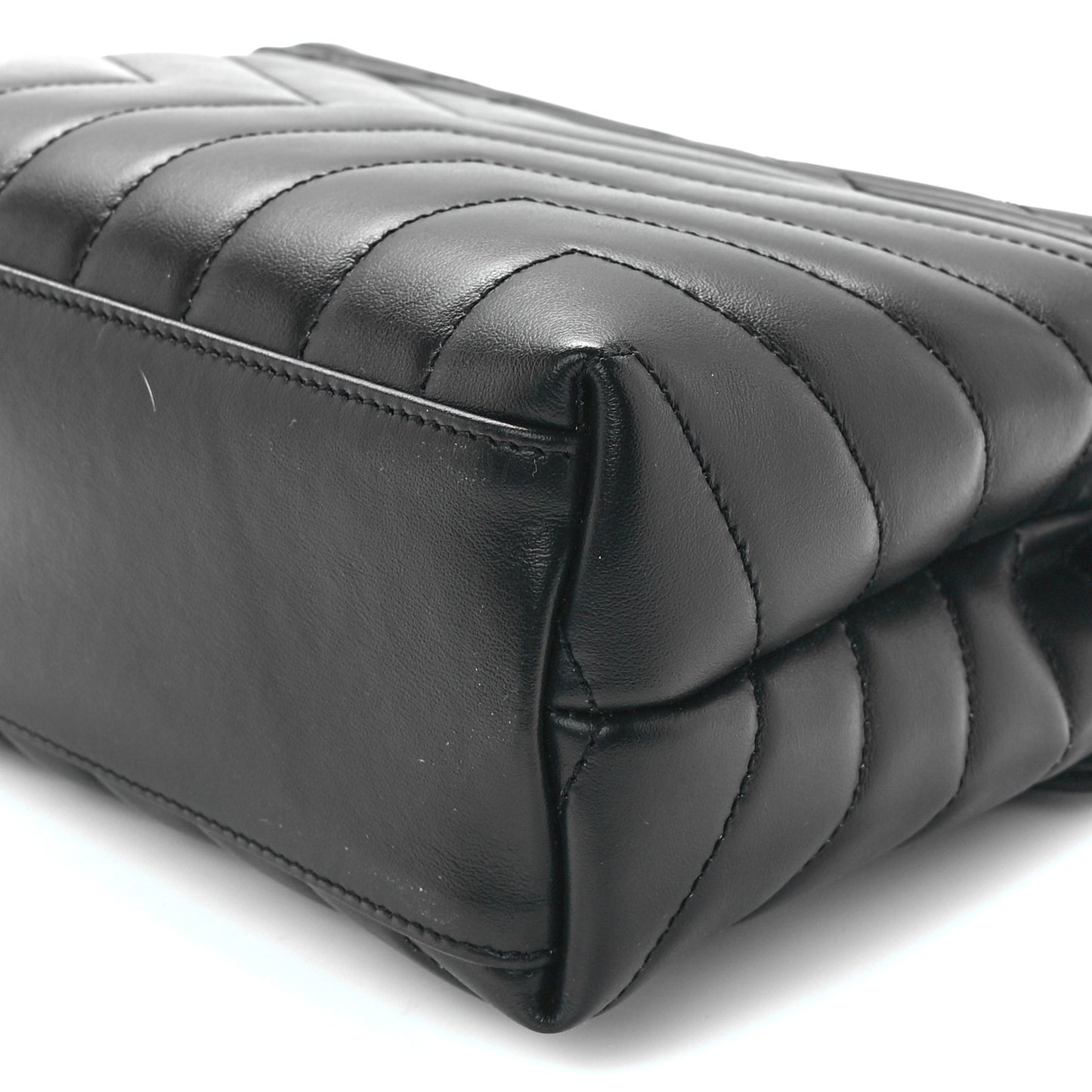 Calfskin Y Quilted Monogram Small Loulou Chain Satchel Black