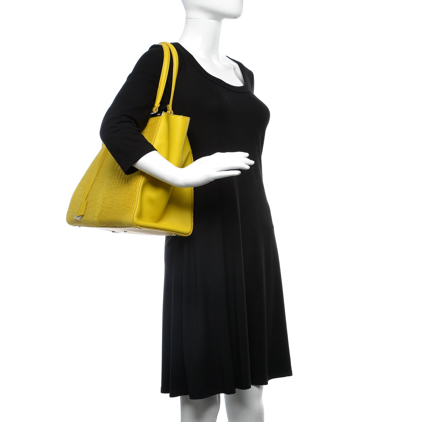 Vitello Calf Hair Crocodile Embossed Large 3Jours Tote Sunflower Cedro