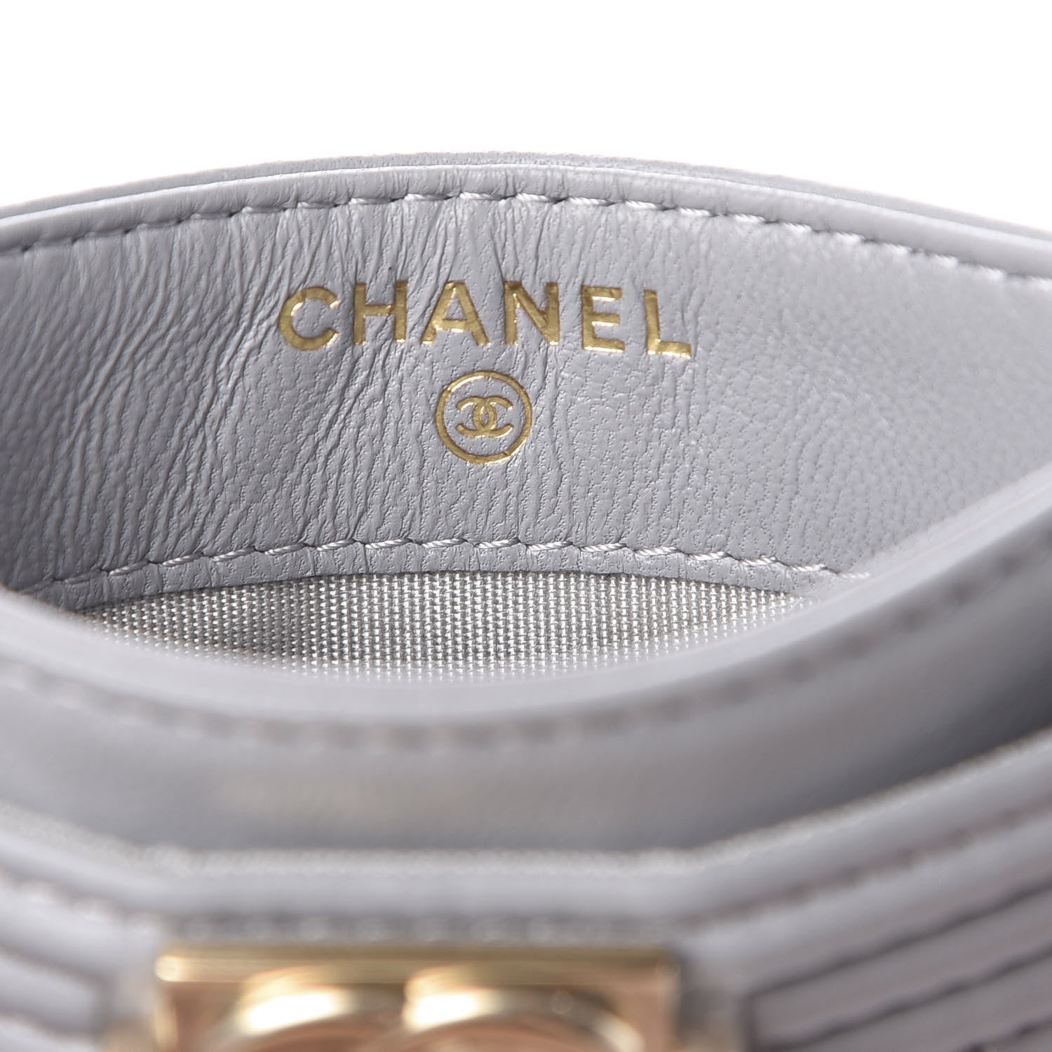 Chanel Lambskin Quilted Boy Card Holder Grey 6 of 9
