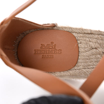 Hermes Calfskin Tivoli Espadrille Wedge Sandals 38 Naturel 7 of 9