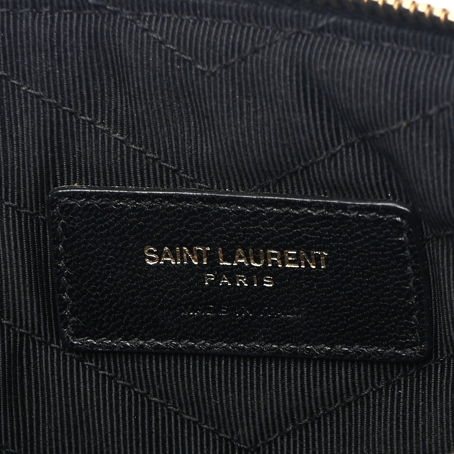 SAINT LAURENT Calfskin Matelasse Chevron Monogram A5 Wristlet Black