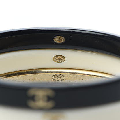 Chanel Resin Metal CC Bangle Set of 3 Black White Gold 4 of 7