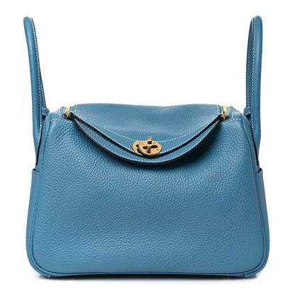 Hermes Taurillon Clemence Lindy 30 New Blue Jean 1 of 10