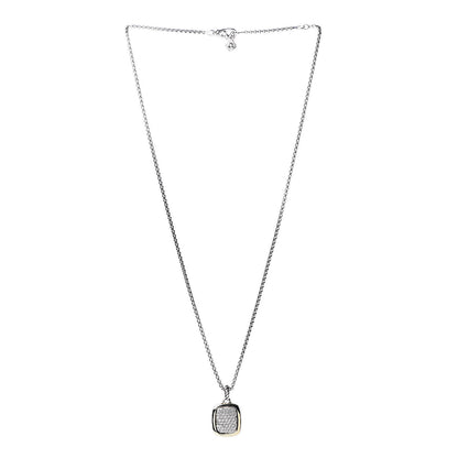 David Yurman Sterling Silver 18K Yellow Gold Diamond Noblesse Pendant Necklace 3 of 5