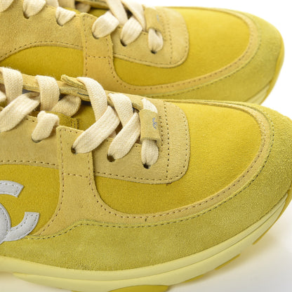 Chanel Suede Calfskin CC Sneakers 37 Yellow 9 of 12