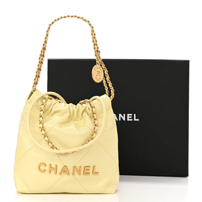 Chanel Shiny Calfskin Quilted Mini Chanel 22 Light Yellow 11 of 11