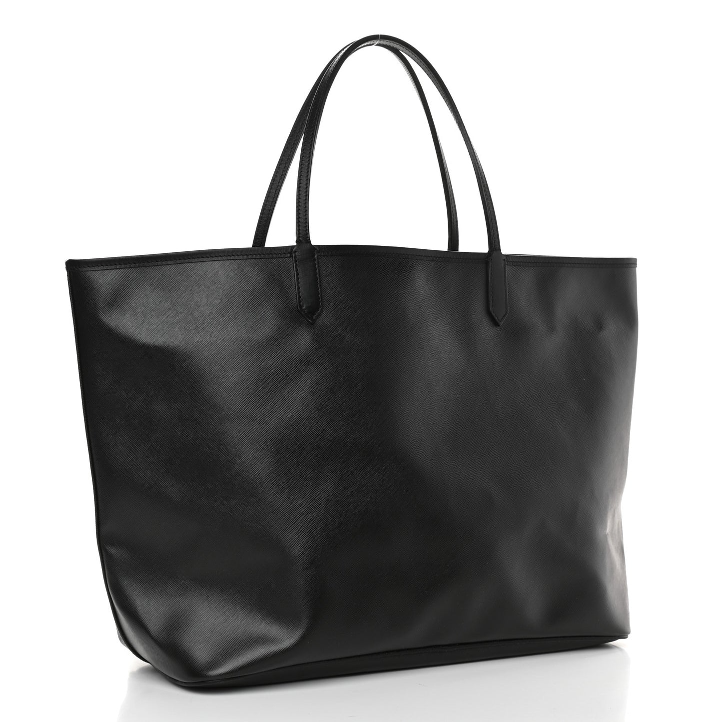 Textured Coated Canvas Bambi Print Large Antigona Tote Black