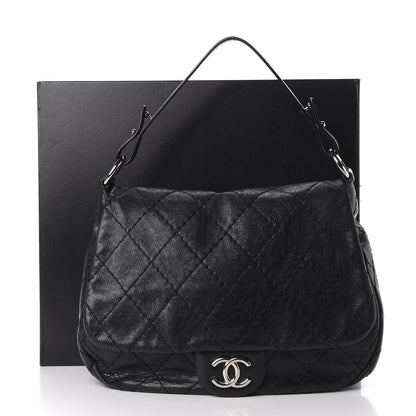 Chanel Glazed Calfskin XL On The Road Flap Black 12 of 12