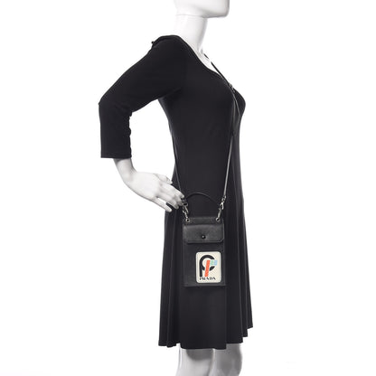 Prada Saffiano Racing Logo Patch Mini Bag Black 2 of 7