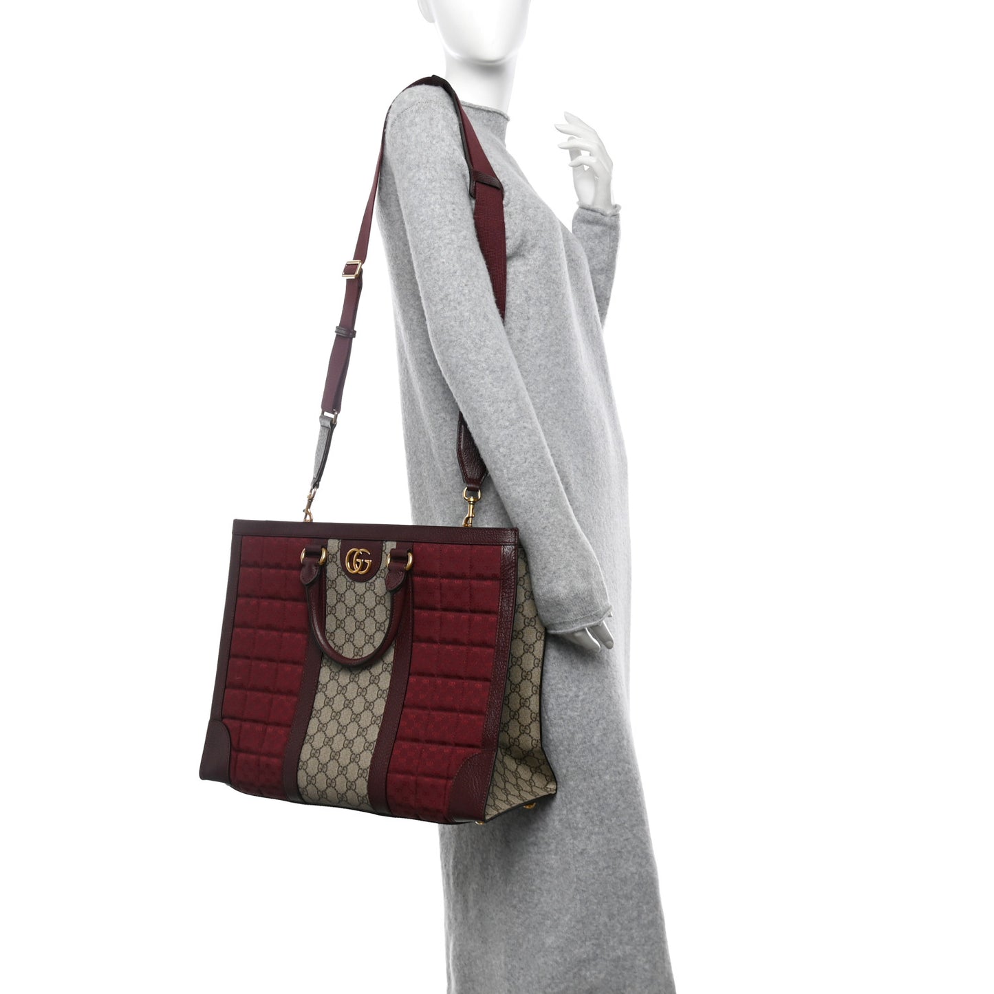 Monogram GG Mignon Textured Dollar Calfskin GG Supreme Monogram Quilted Mini GG Large Tote Bag Burgundy Beige Ebony