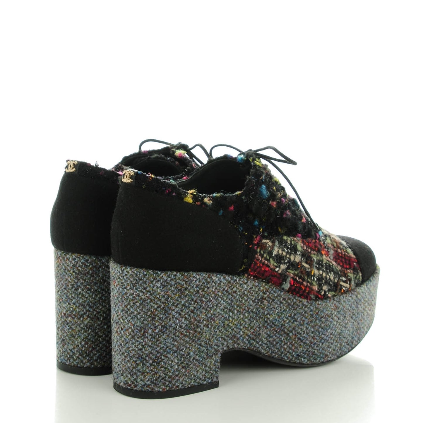 Tweed Lace Up 85 Wedges 42 Multicolor Black