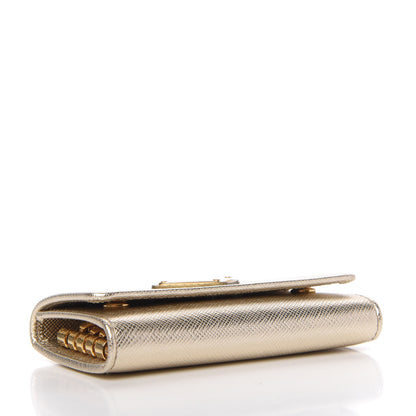 Prada Metallic Saffiano 4 Key Holder Pirite 3 of 6