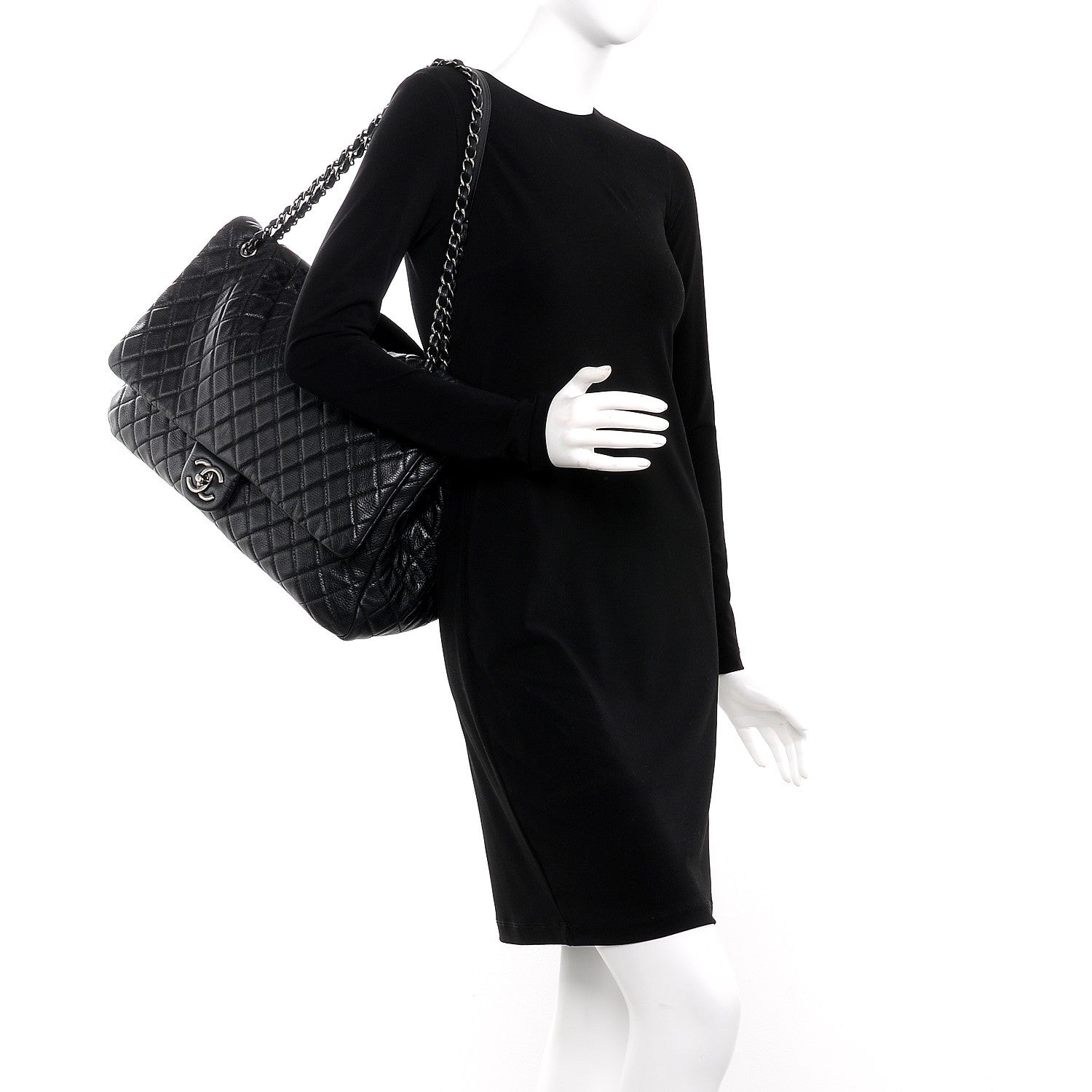 Chanel Calfskin Quilted XXL Travel Flap Bag Black 2 of 7