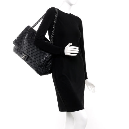 Chanel Calfskin Quilted XXL Travel Flap Bag Black 2 of 7