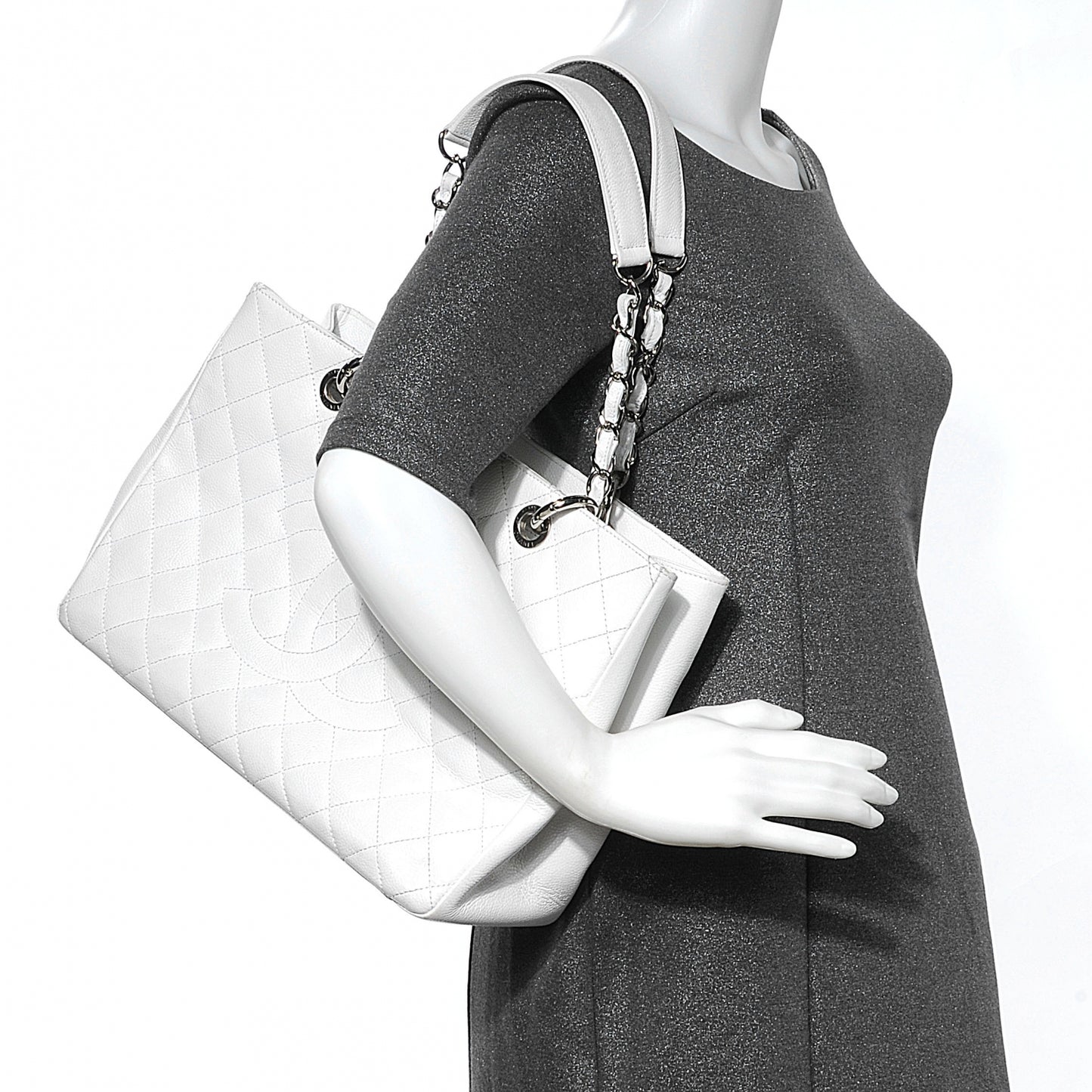 Caviar Grand Shopping Tote GST White