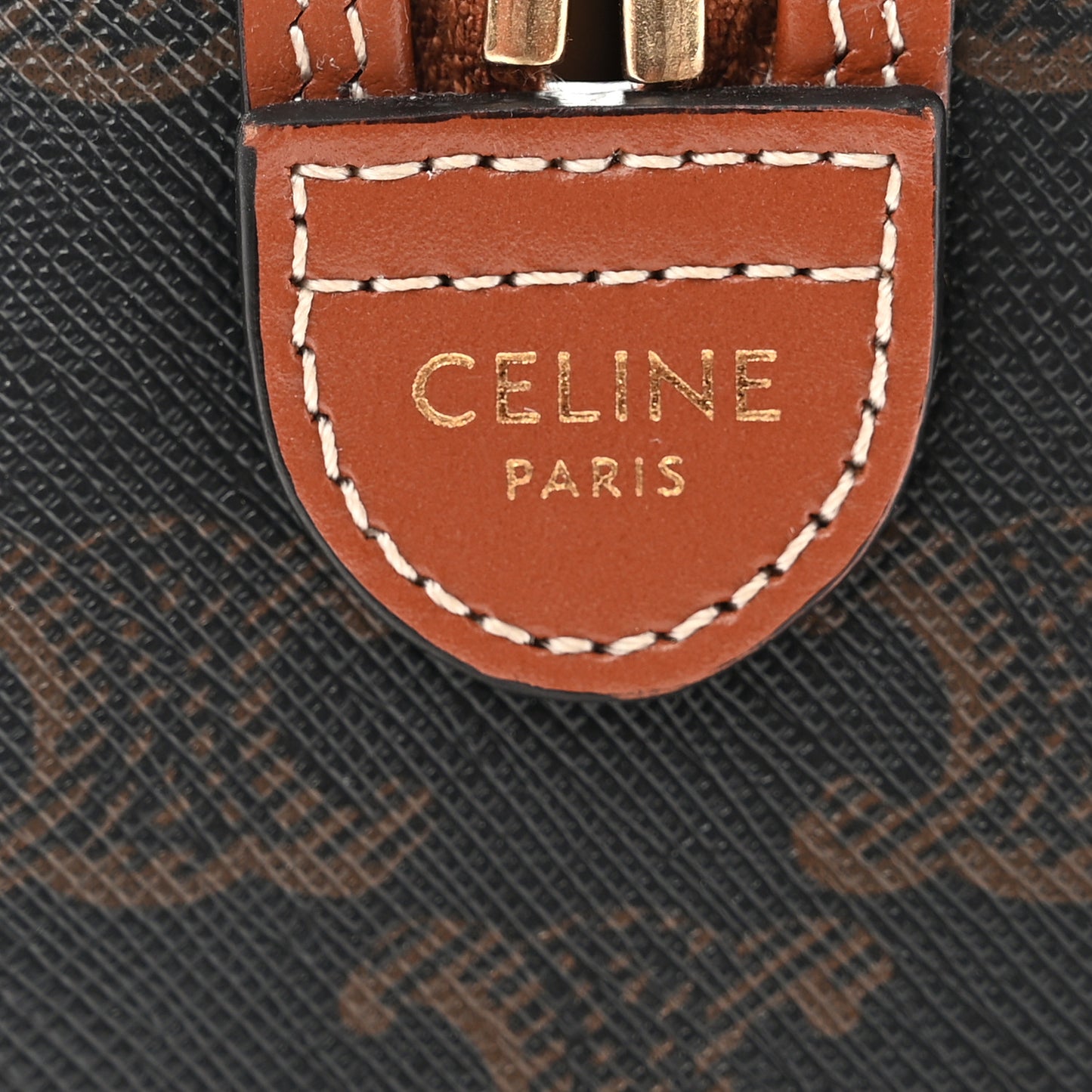 Triomphe Canvas Calfskin Small Boston Bag Tan
