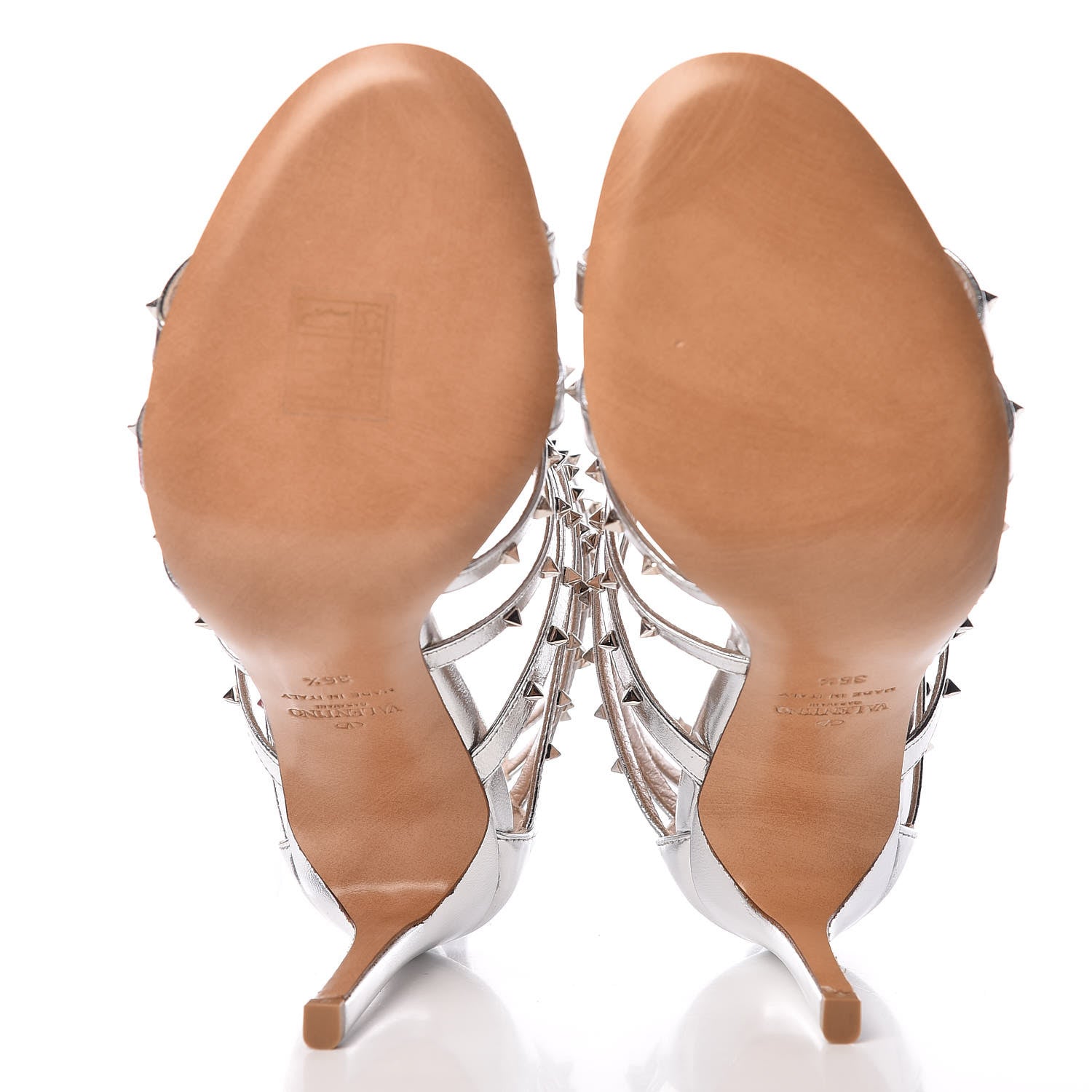 Valentino Garavani Metallic Nappa Lovestud Caged 105mm Sandals 36.5 Silver 5 of 8