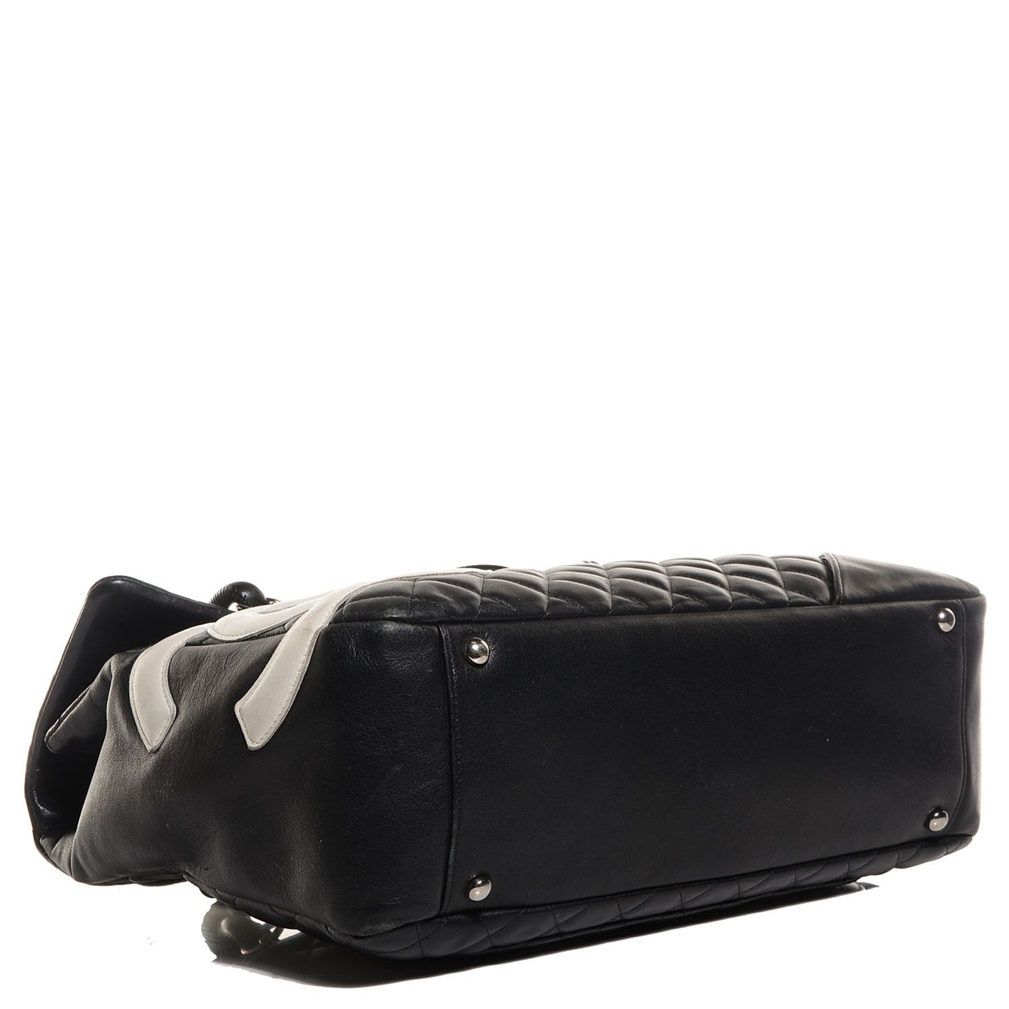 Calfskin Quilted Large Cambon Flap Black White