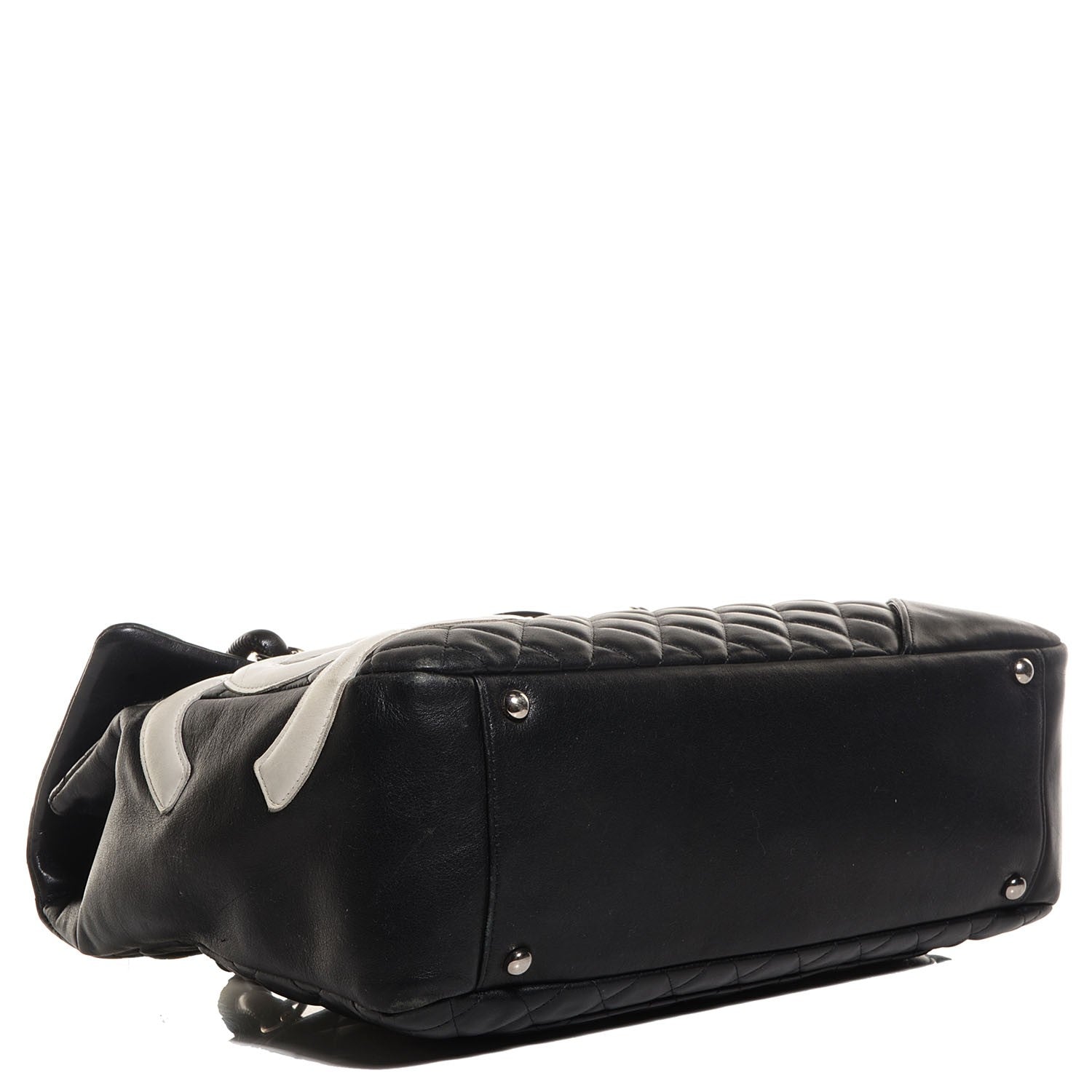 Chanel Calfskin Quilted Large Cambon Flap Black White 4 of 8