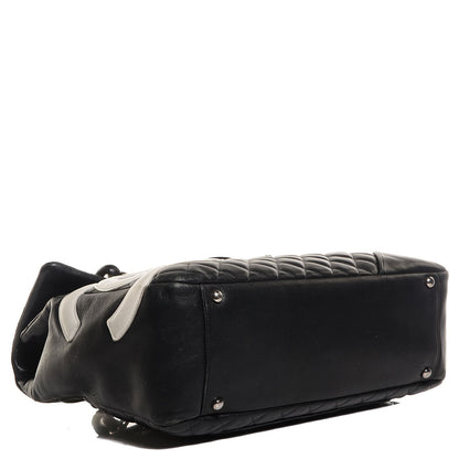 Chanel Calfskin Quilted Large Cambon Flap Black White 4 of 8