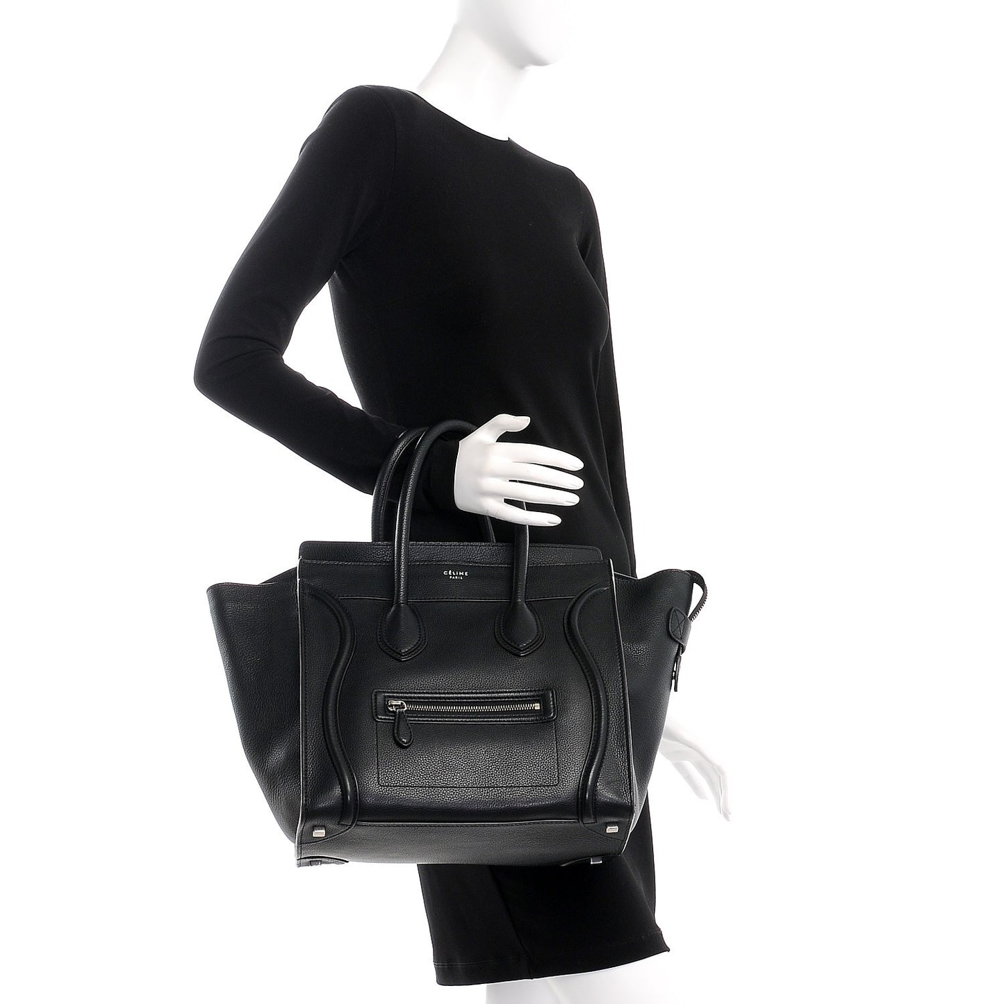 Drummed Calfskin Mini Luggage Black