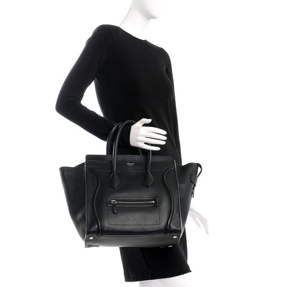 Celine Drummed Calfskin Mini Luggage Black 2 of 7