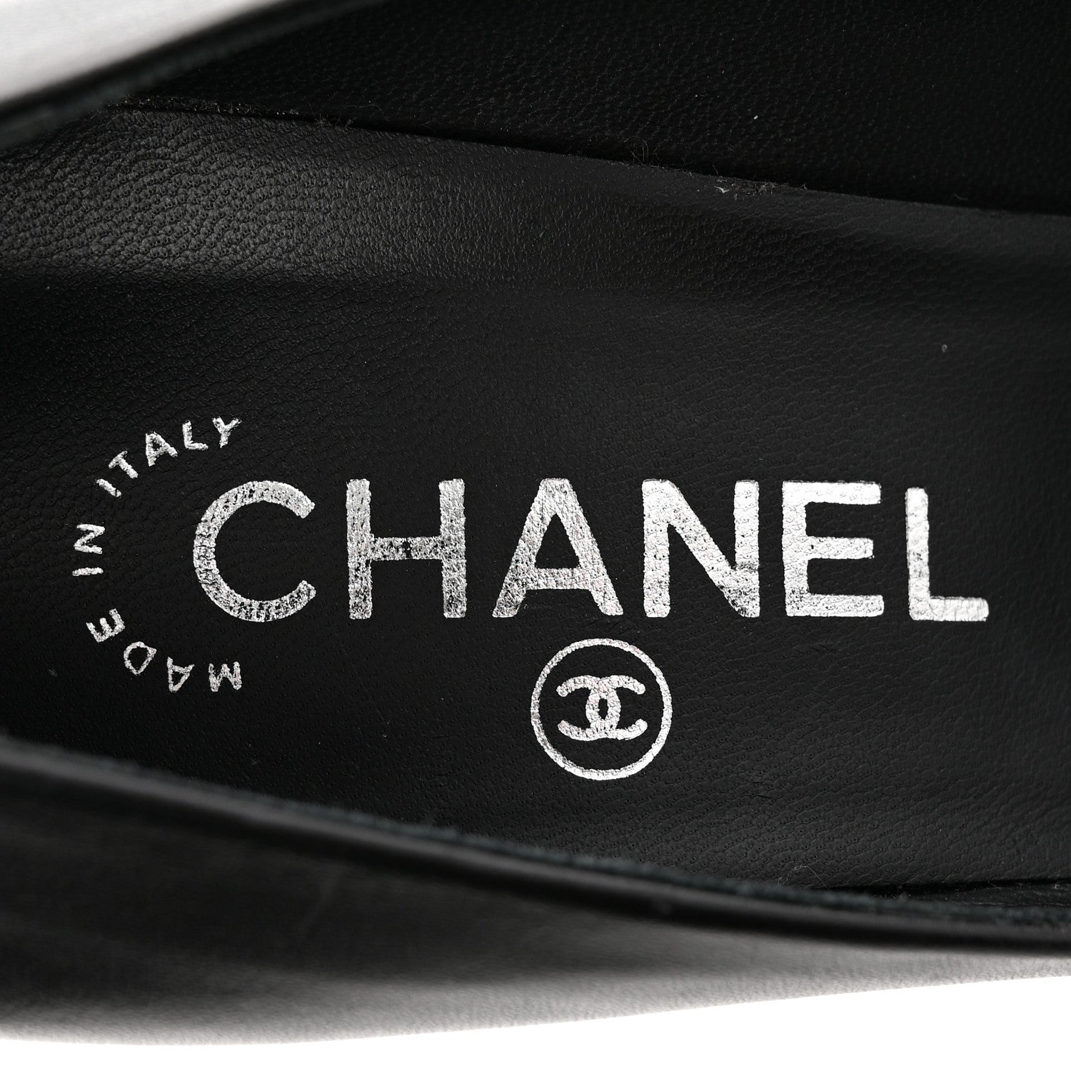 Chanel Calfskin Cap Toe CC Pumps 39 Black Silver 6 of 15