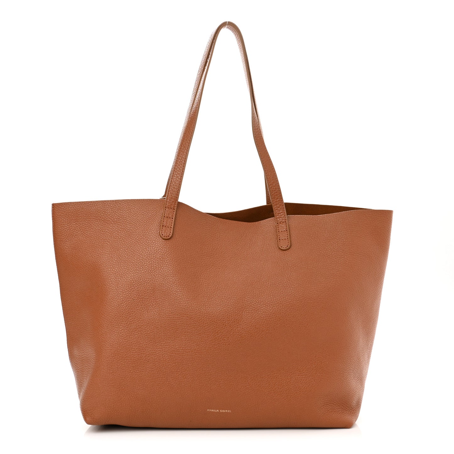 Tumbled Calfskin Large Shopping Tote Caramel