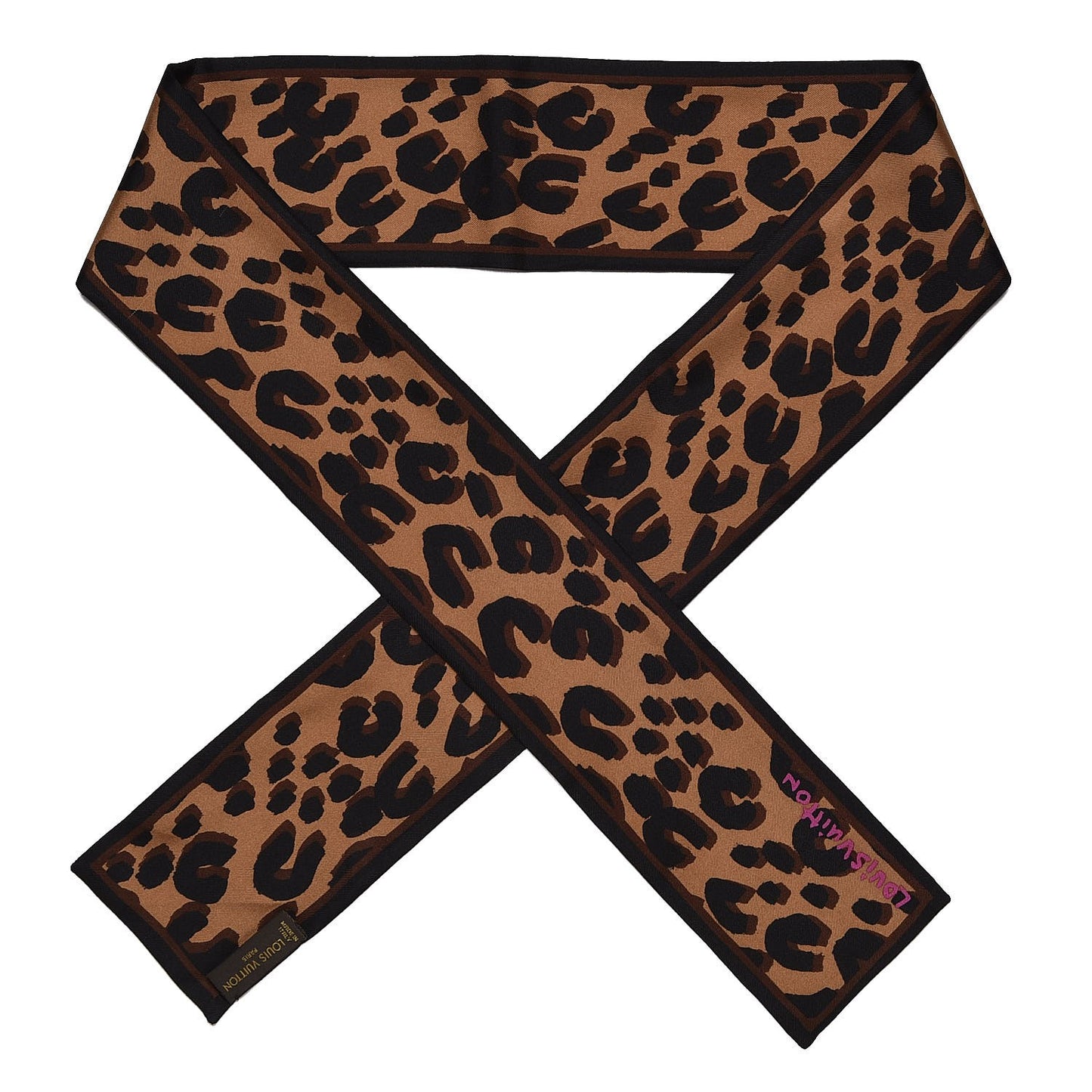 Silk Leopard Bandeau Scarf Marron