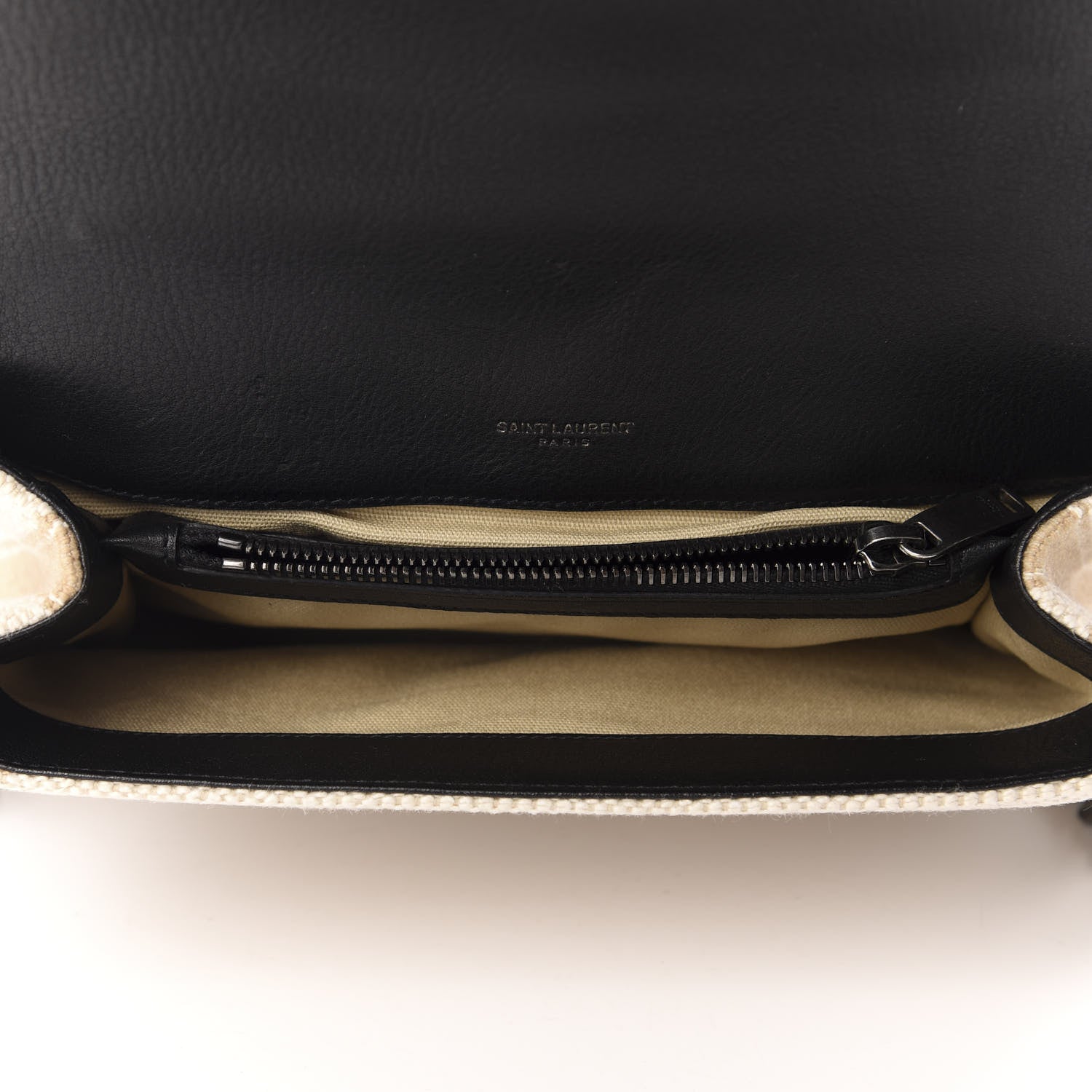 Saint Laurent Berber Chevron Tassel Monogram Medium College Bag Black White 5 of 11