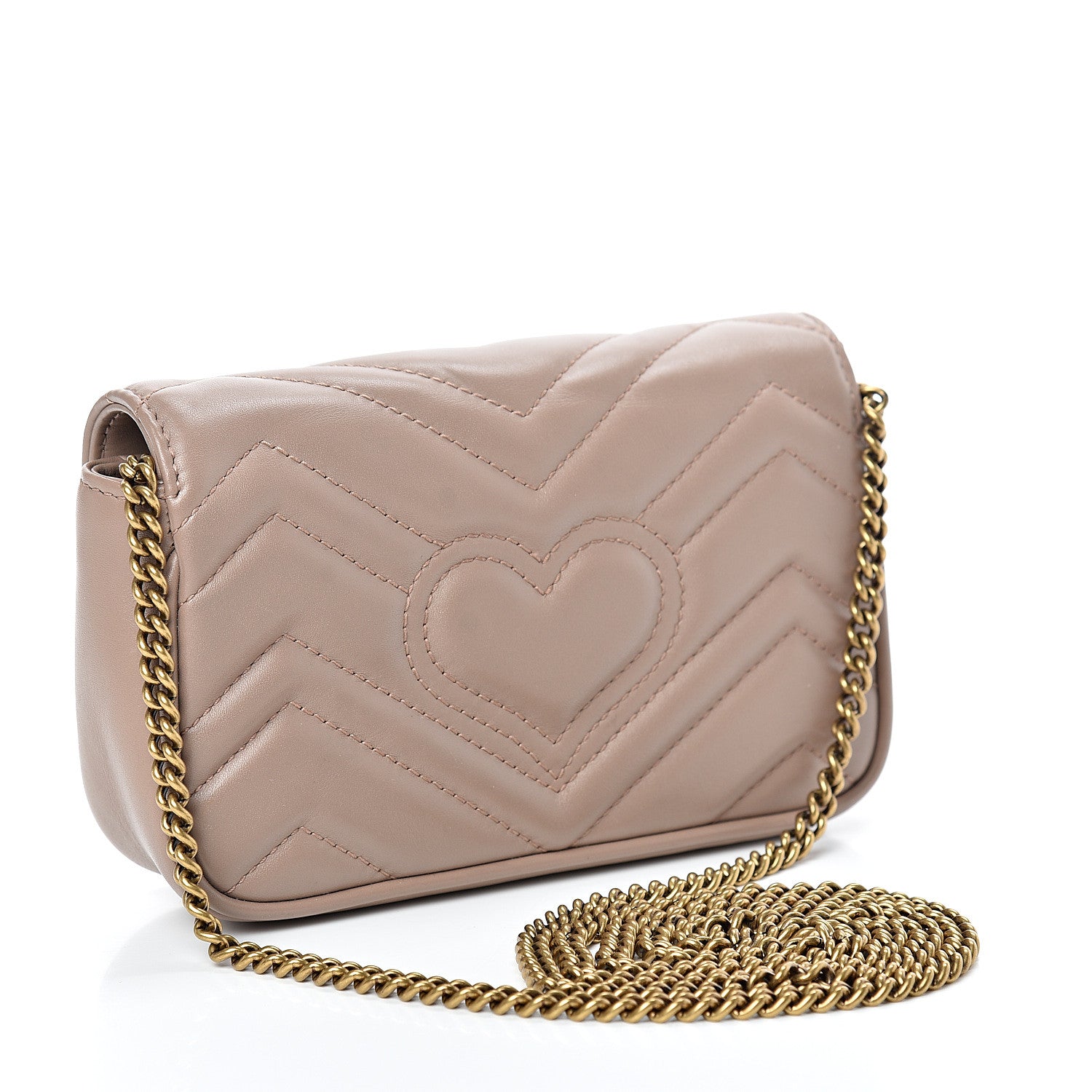Gucci Calfskin Matelasse Super Mini GG Marmont Shoulder Bag Porcelain Rose 2 of 18