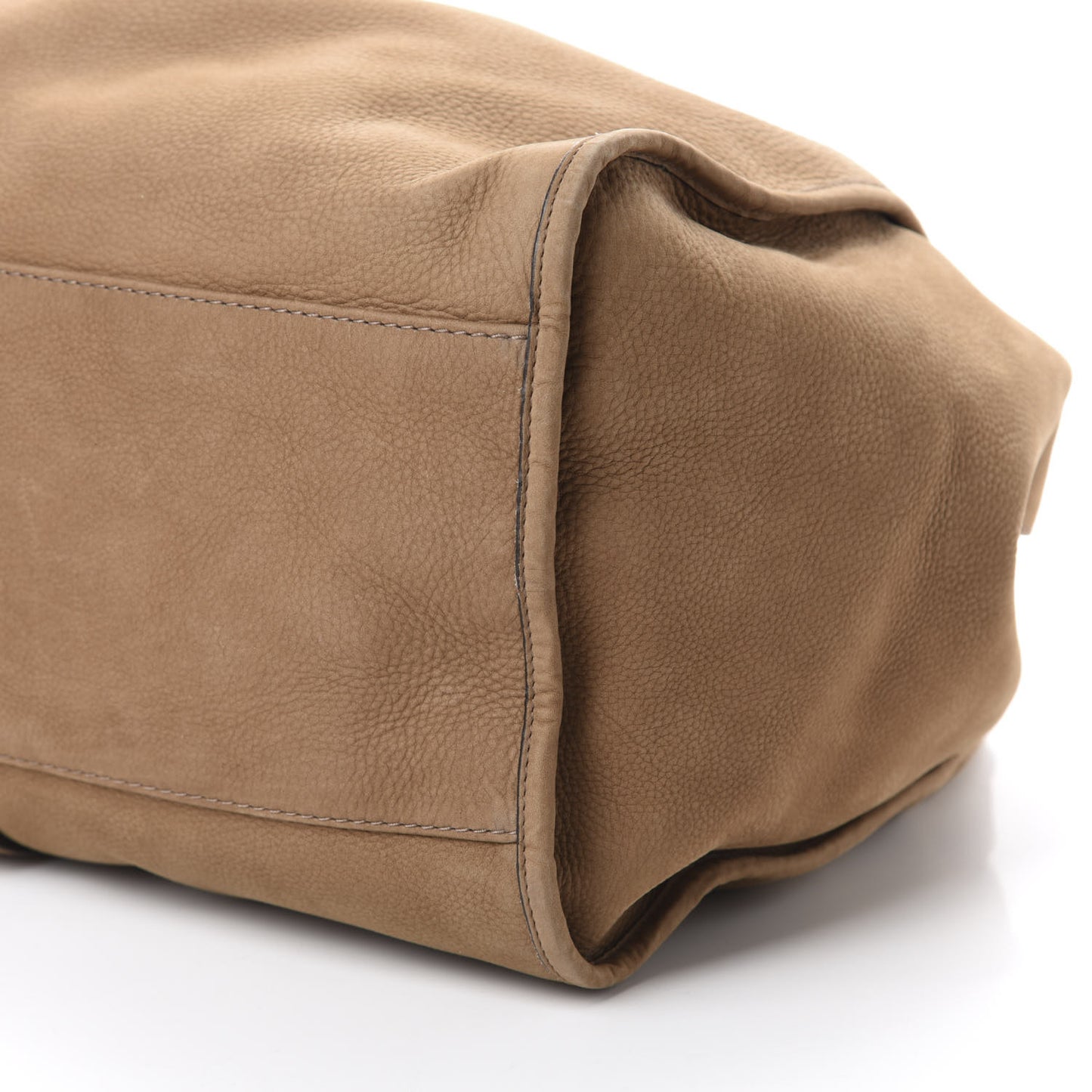 Nubuck Large Soft Stirrup Shoulder Bag Light Brown
