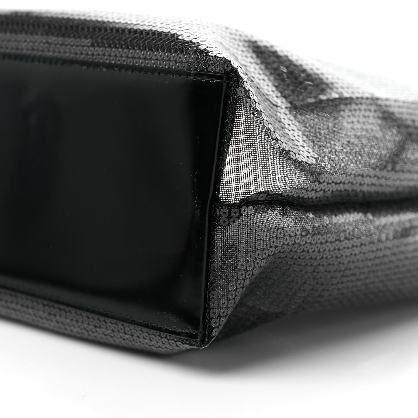Mesh Sequin Spazzolato Logo Tote Black