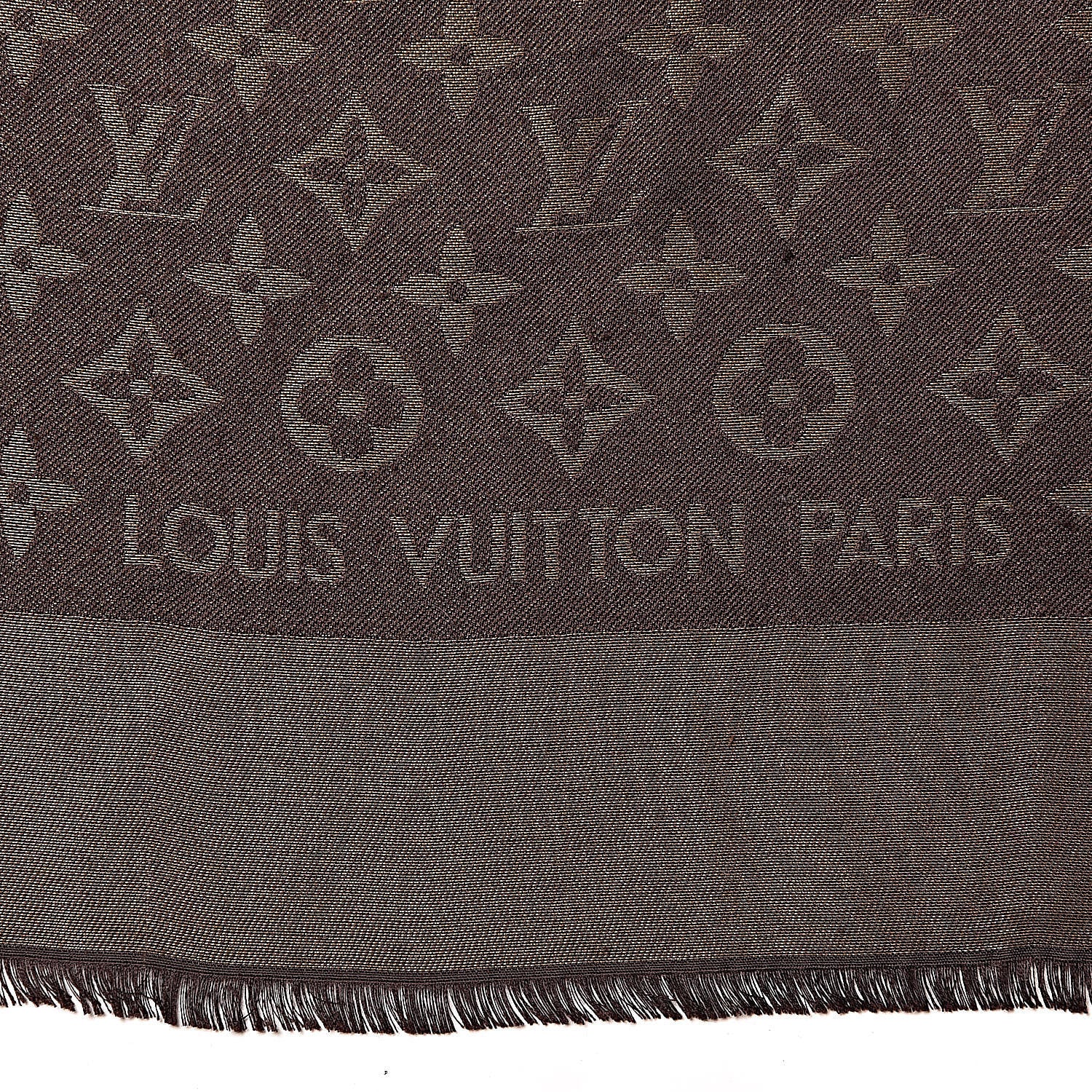 Louis Vuitton Silk Lurex Wool Monogram Shine Shawl Brown 4 of 4