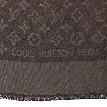Louis Vuitton Silk Lurex Wool Monogram Shine Shawl Brown 4 of 4