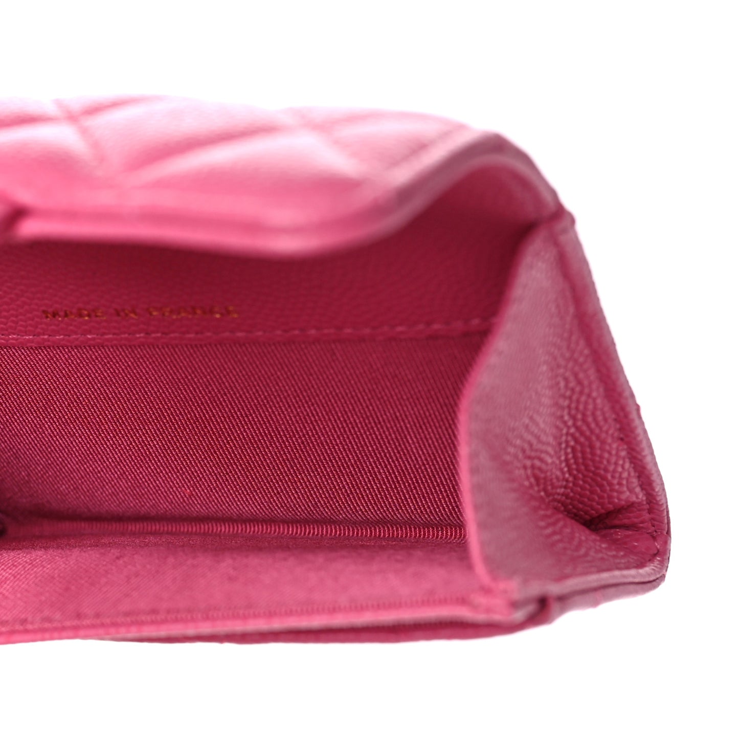 Caviar Quilted Flap Card Holder Wallet Pink