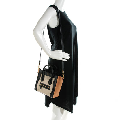 Celine Satin Calfskin Calfskin Suede Nano Tri-Color Luggage Seashell 2 of 8