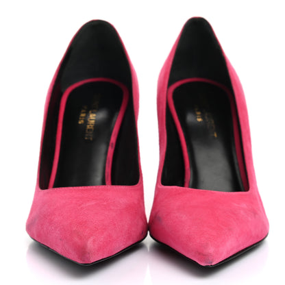 Saint Laurent Suede Calfskin Anja 85 Pumps 38 Hot Pink 2 of 15
